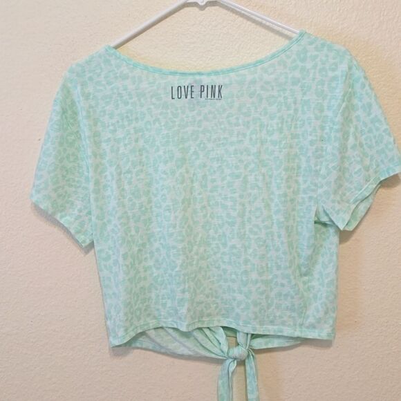 PINK Victoria's Secret Mint Green Cropped Front Tie Top with Lace Back - Size XS - Picture 4 of 8